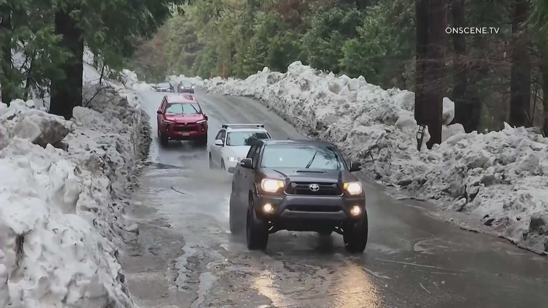 A major mountain road near Lake Arrowhead is undergoing emergency repairs due to severe damages caused by winter storms. (OnScene.tv)