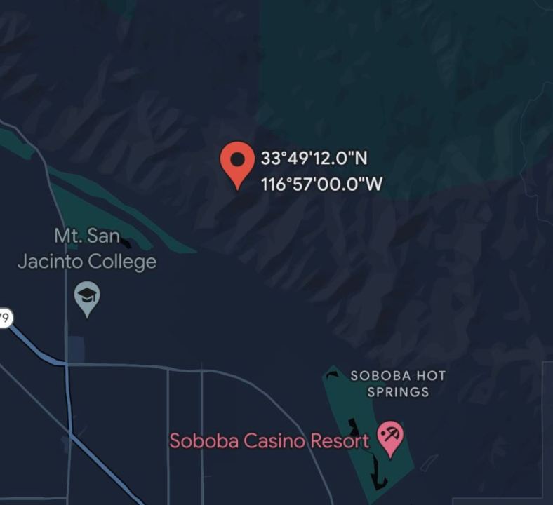 Map showing location of paraglider crash in San Jacinto on April 12, 2023. (CAL FIRE/Riverside County Fire Department)