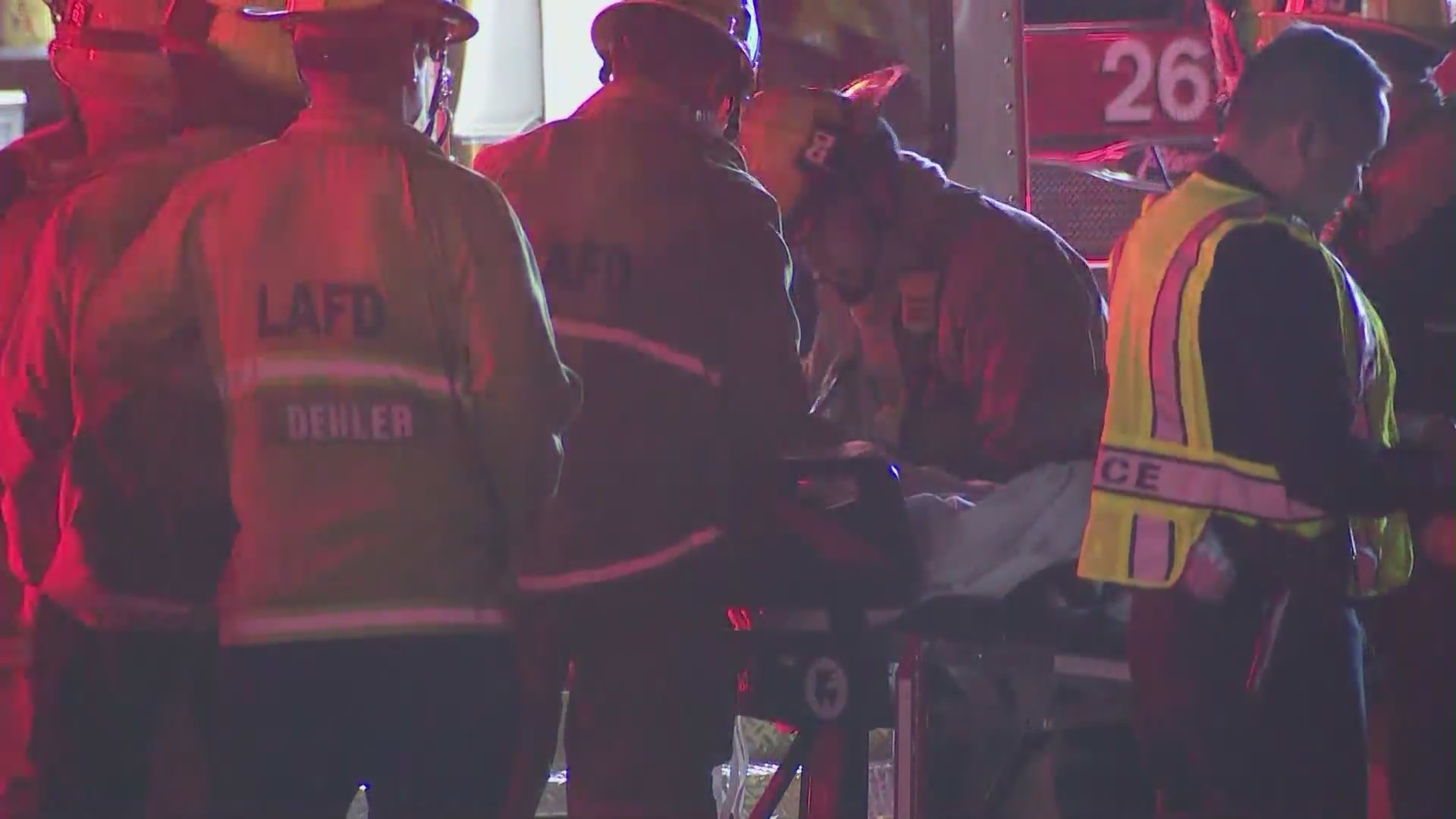 A multi-vehicle crash in Pacific Palisades left seven people hospitalized on April 15, 2023. (KTLA)