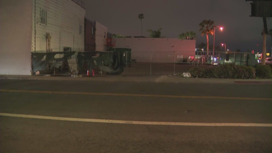 Security video captures a man with a stolen forklift going on a rampage in Costa Mesa on April 25, 2023. (The Living Room Salon)