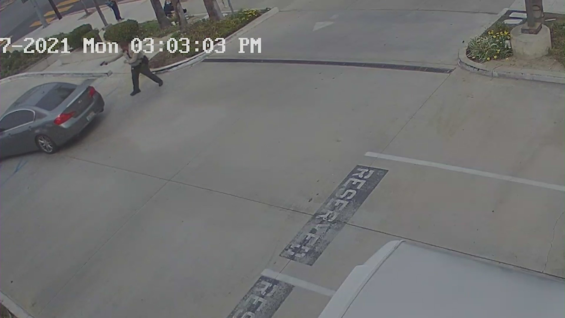 Surveillance video showing the moment Mona Rodriguez was fatally shot by a Long Beach School District Officer on Sept. 27, 2021. (Long Beach Police)