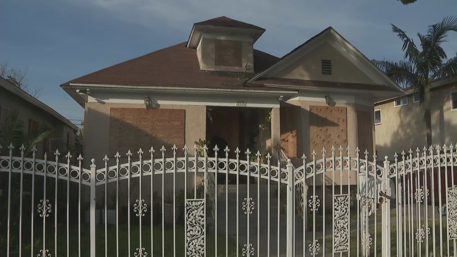 The aftermath of a botched illegal fireworks explosion by LAPD that injured and displaced residents in South Los Angeles on June 30, 2021. (KTLA)