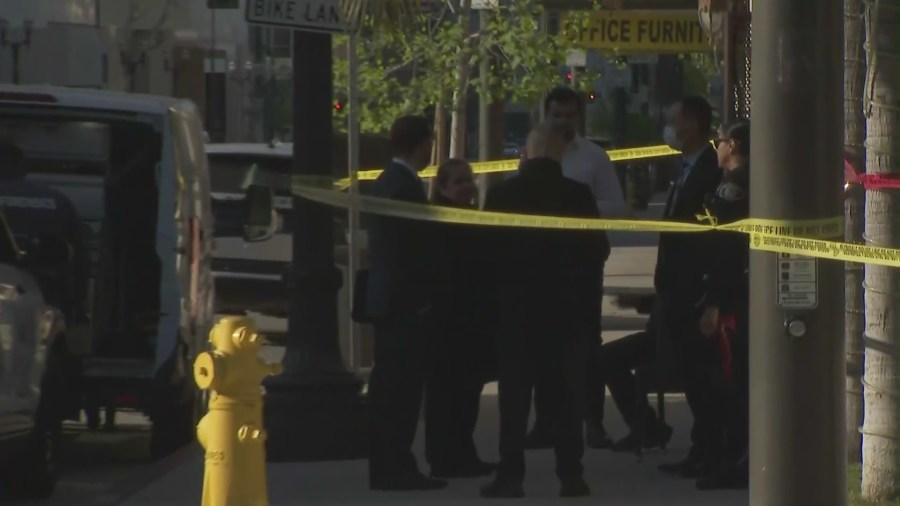 Two people were shot at a restaurant in Glendale around 1 a.m. Saturday morning. (KTLA)