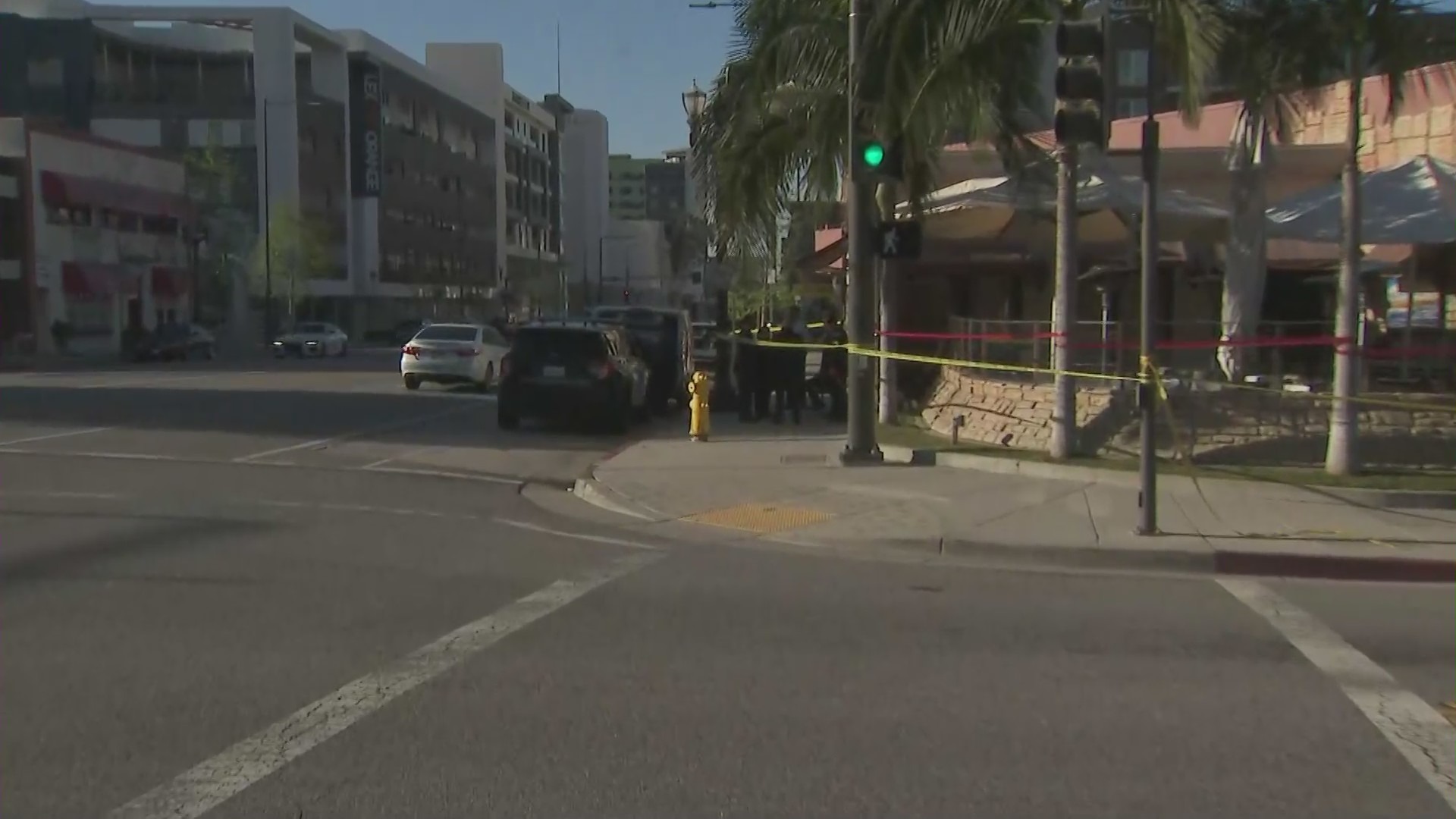 Two people were shot at a restaurant in Glendale around 1 a.m. Saturday morning. (KTLA)