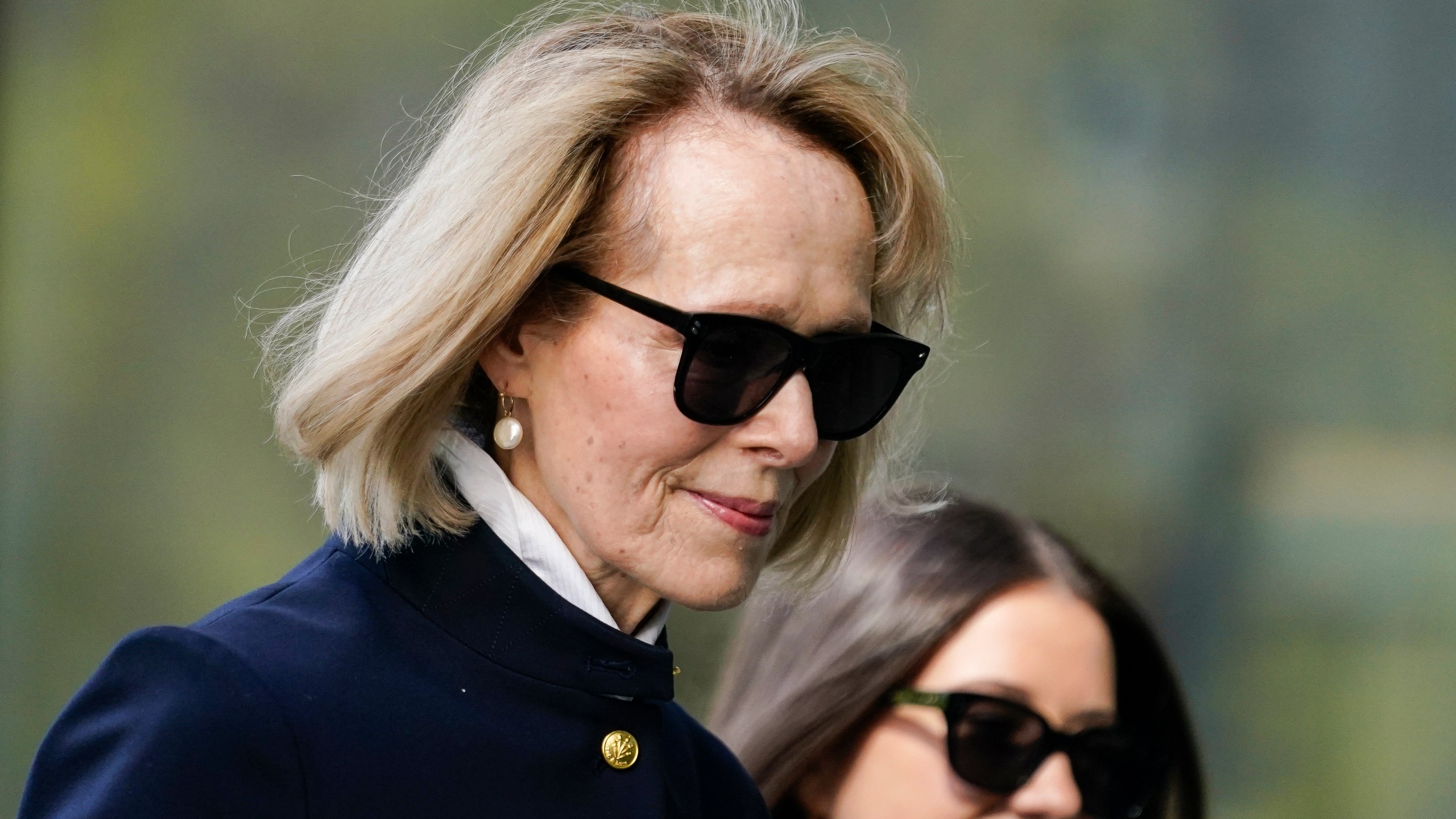 Former advice columnist E. Jean Carroll arrives to Manhattan federal court, Monday, May 1, 2023, in New York. (AP Photo/John Minchillo)