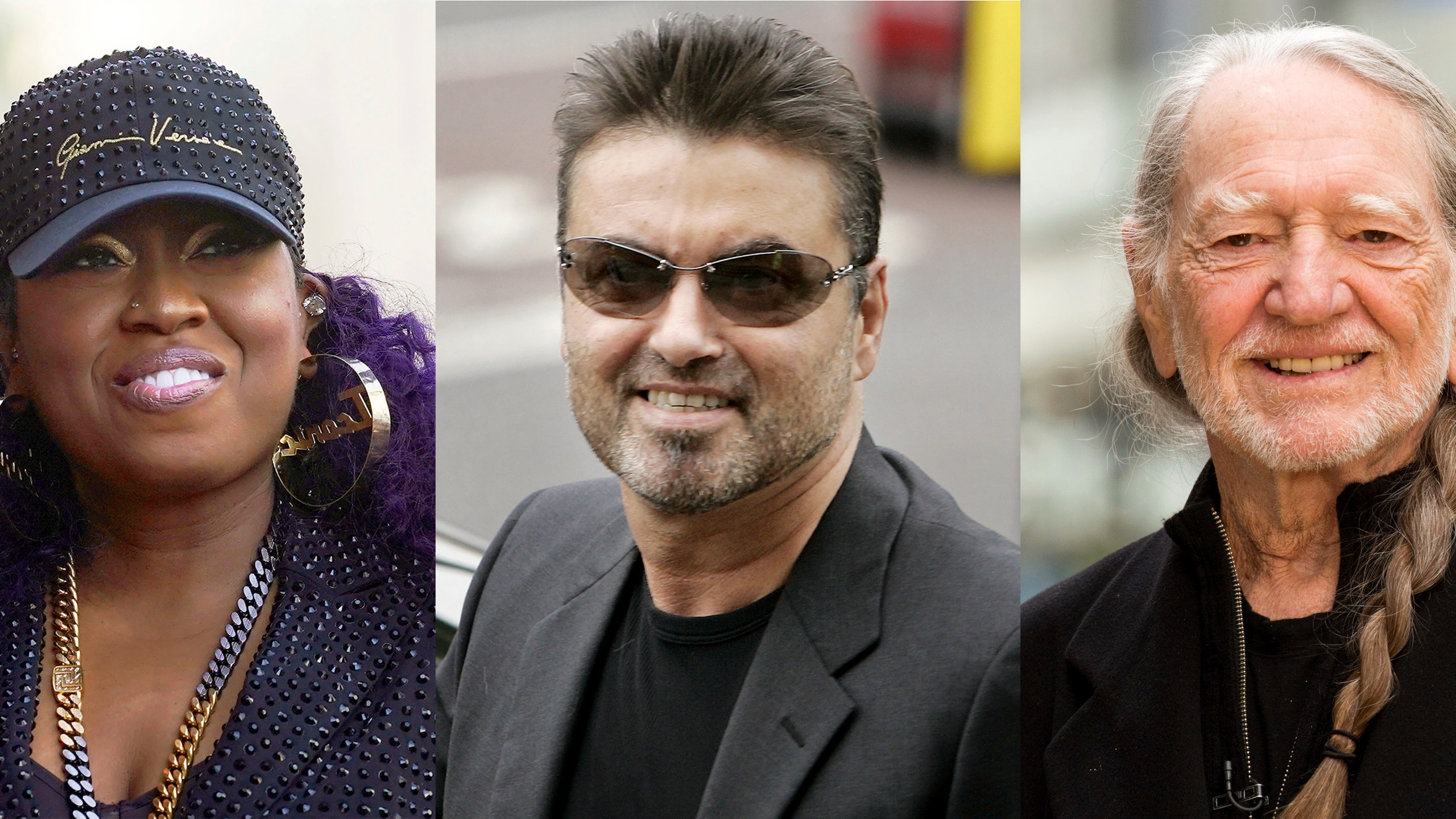 This combination of photos shows Missy Elliott, George Michael and Willie Nelson, who are among this year's 2023 inductees into the Rock & Roll Hall of Fame. (AP Photo)