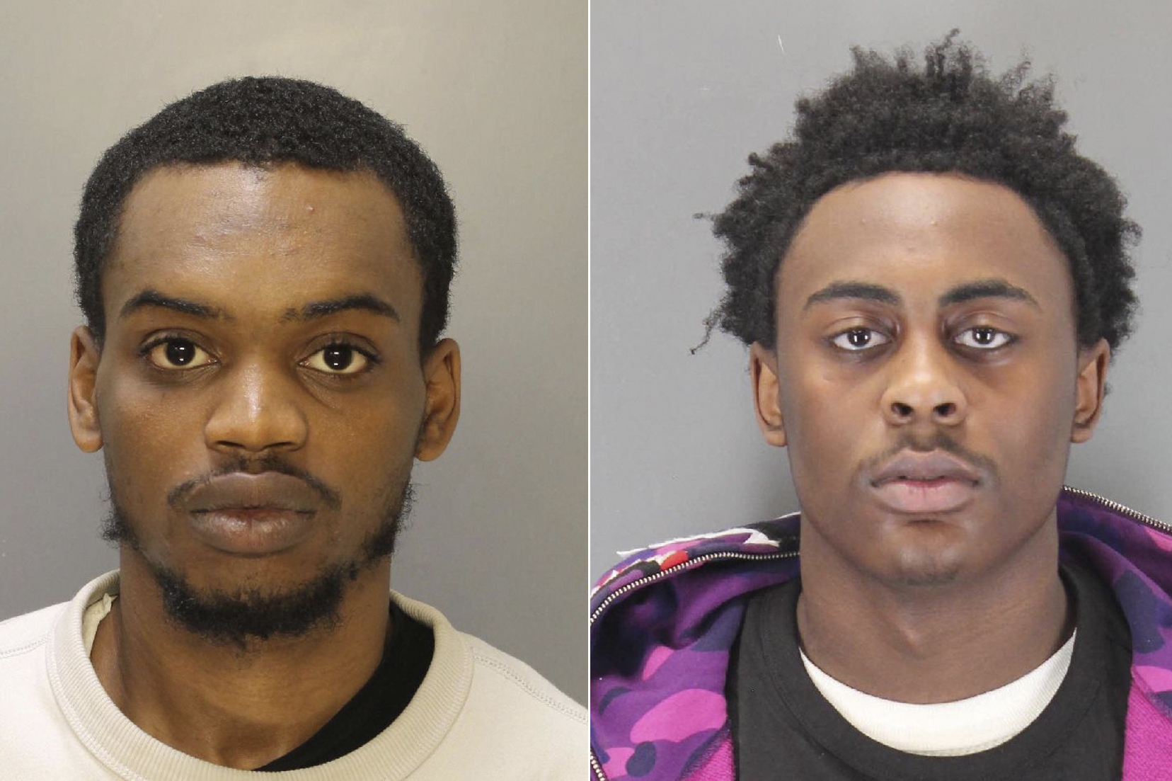 This combo from photos provided by Philadelphia Dept. of Prisons shows from left, Nasir Grant, left, and Ameen Hurst. Authorities searched Tuesday, May 9, 2023, for two inmates, one accused of killing four people, who were gone from a Philadelphia prison for nearly 19 hours before officials knew they were missing. Hurst, 18, and Grant, 24, escaped from the Philadelphia Industrial Correctional Center around 8:30 p.m. Sunday by cutting a hole in a fence surrounding a recreation yard, the Philadelphia Department of Prisons said.(Philadelphia Dept. of Prisons via AP)