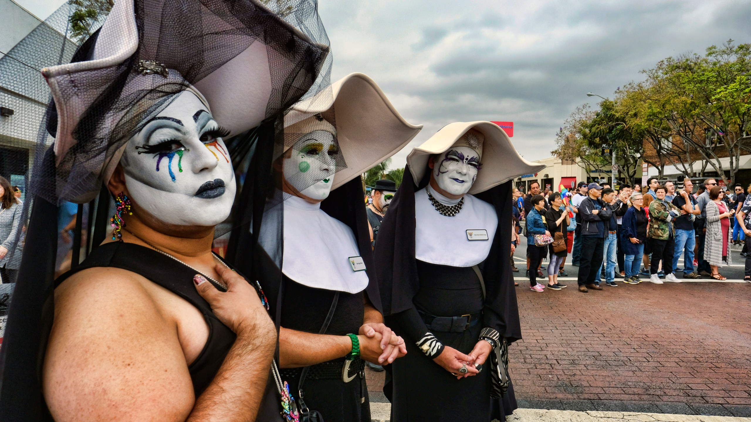 The Sisters of Perpetual Indulgence show their support during the gay pride parade in West Hollywood, Calif. on June 12, 2016. (AP Photo/Richard Vogel, File)