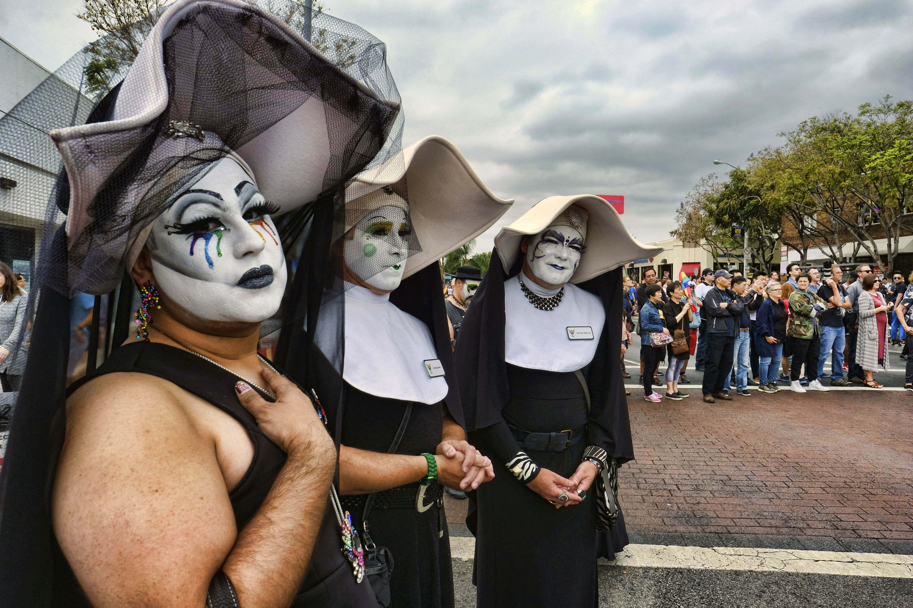 The Sisters of Perpetual Indulgence show their support during the gay pride parade in West Hollywood, Calif. on June 12, 2016. (AP Photo/Richard Vogel, File)