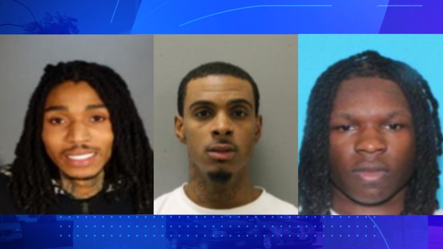 Daries Stanford, Dejean Thompkins and Dontae Williams are seen in mugshots provided by the LAPD on May 12, 2023.