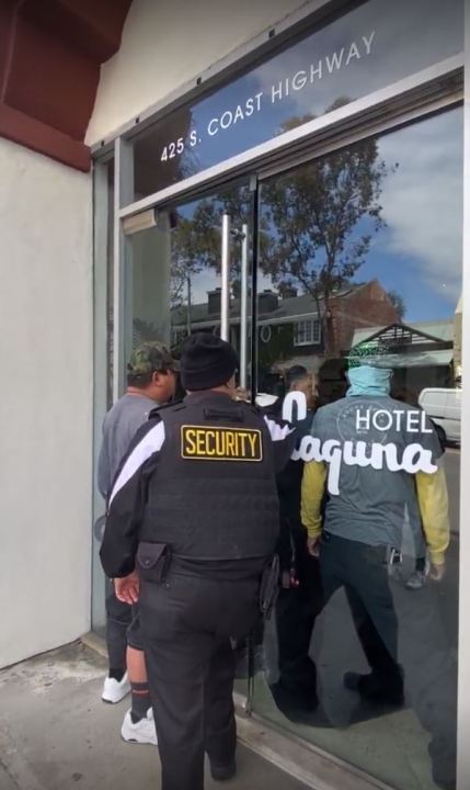 A 20-person brawl broke out in the lobby of Hotel Laguna in Laguna Beach on May 2, 2023. (Clara Beard/Laguna Beach Independent)