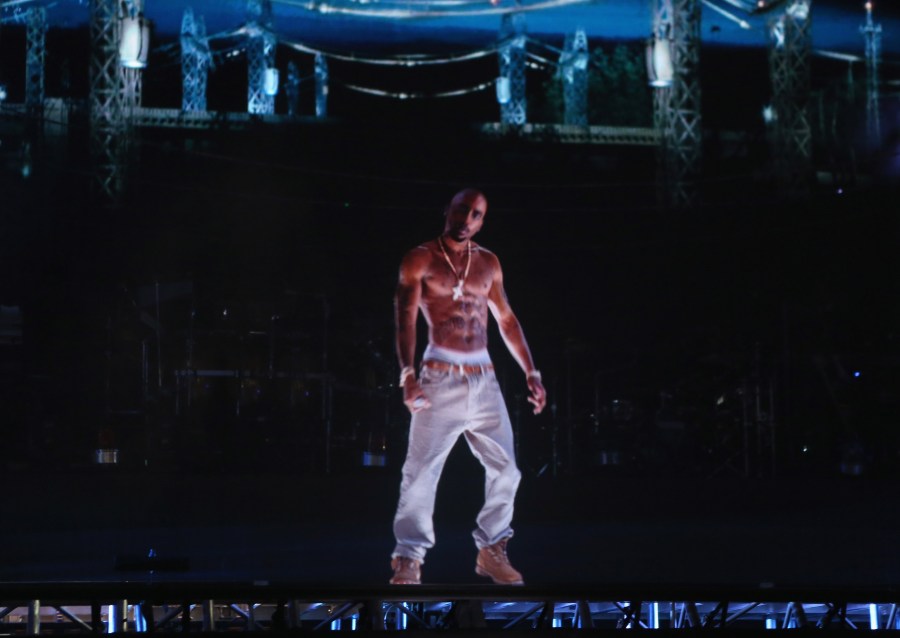 A 2Pac hologram performed at the 2012 Coachella Valley Music & Arts Festival at the Empire Polo Field on April 15, 2012 in Indio, California.  (Christopher Polk/Getty Images for Coachella)