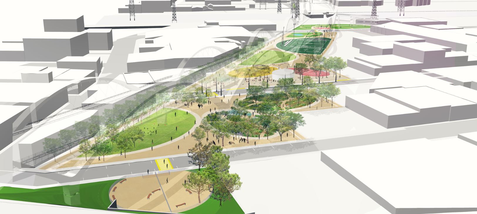 The Sixth Street Park, Arts, and River Connectivity project.(Hargreaves Jones)