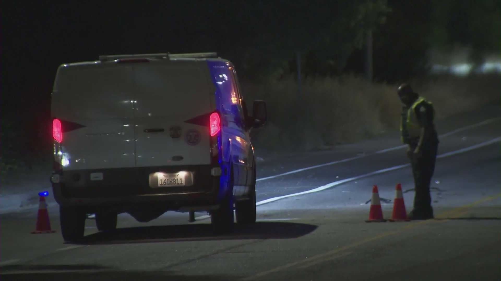 A woman was killed by a hit-and-run driver in Tarzana on May 23, 2023. (KTLA)