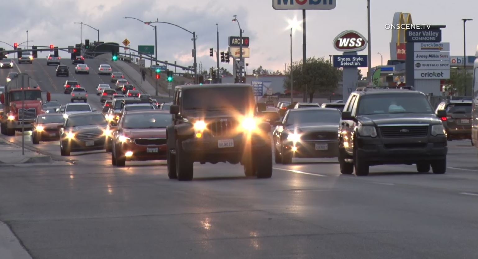 Traffic next to the A1 Hand Car Wash in Hesperia. (OnScene.TV)