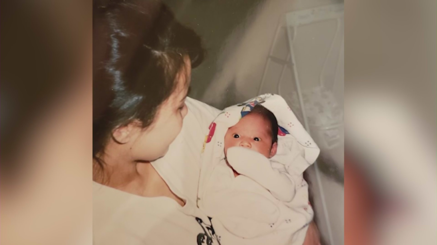 Elizabeth and baby Brittany are seen in a photo provided by  Loma Linda University Health.