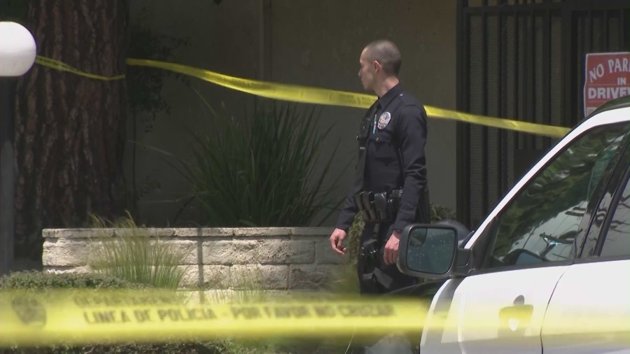 A Bentley driver was targeted and shot at by an armed robber in Sherman Oaks on May 10, 2023. (KTLA)