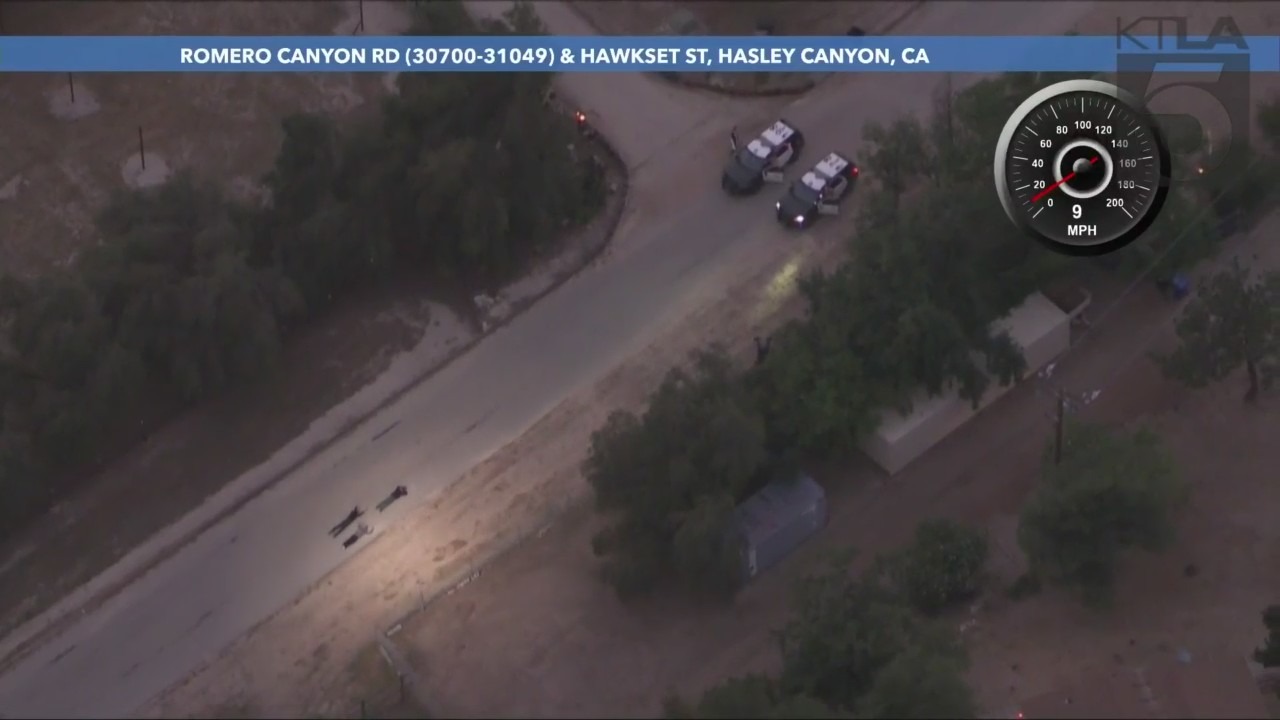 A group of robbery suspects were caught after a high-speed chase through Los Angeles County on May 26, 2023. (KTLA)