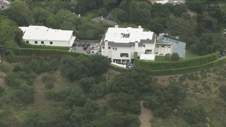 Jennifer Lopez and Ben Affleck’s new Beverly Hills home purchased for $60,850,000 on May 31, 2023. (KTLA)