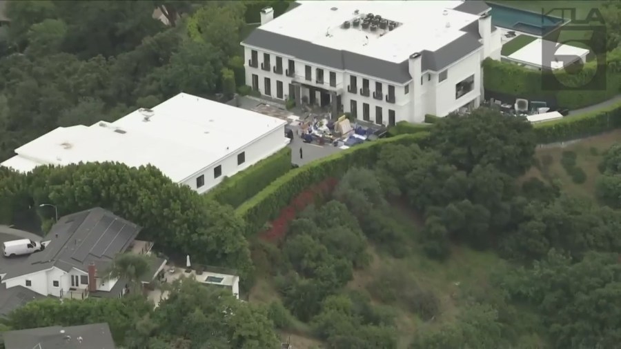 Jennifer Lopez and Ben Affleck’s new Beverly Hills home purchased for $60,850,000 on May 31, 2023. (KTLA)