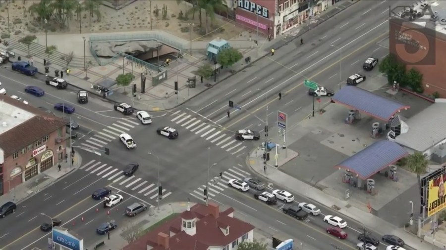 East Hollywood police shooting scene