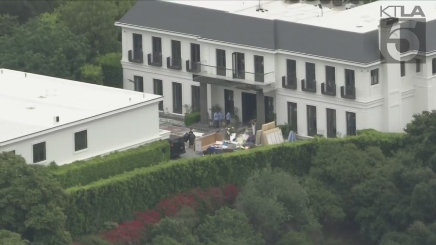 Jennifer Lopez and Ben Affleck’s new Beverly Hills home purchased for $60,850,000 on May 31, 2023. (KTLA)