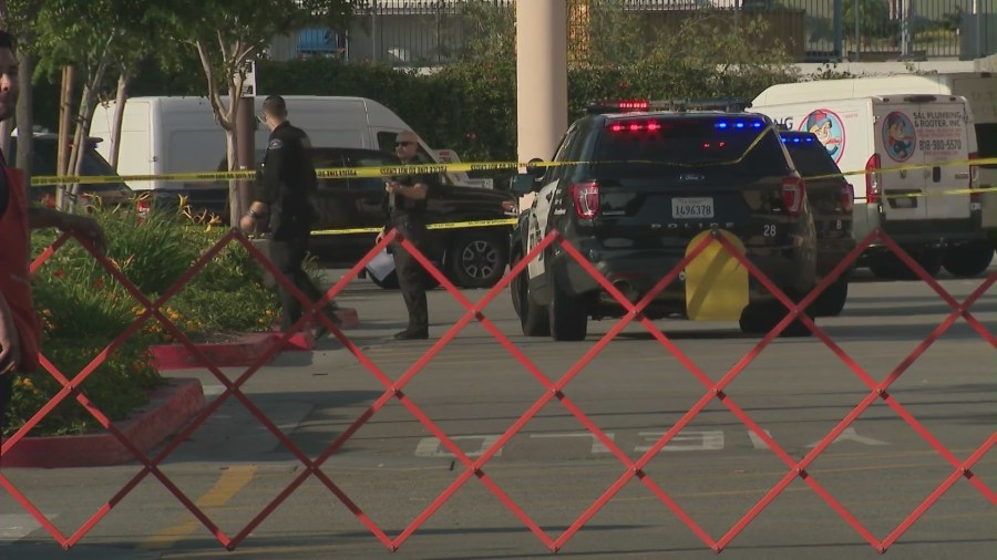 A suspect was shot and killed by officers after he allegedly threatened customers at a Burbank Home Depot on May 27, 2023. (KTLA)