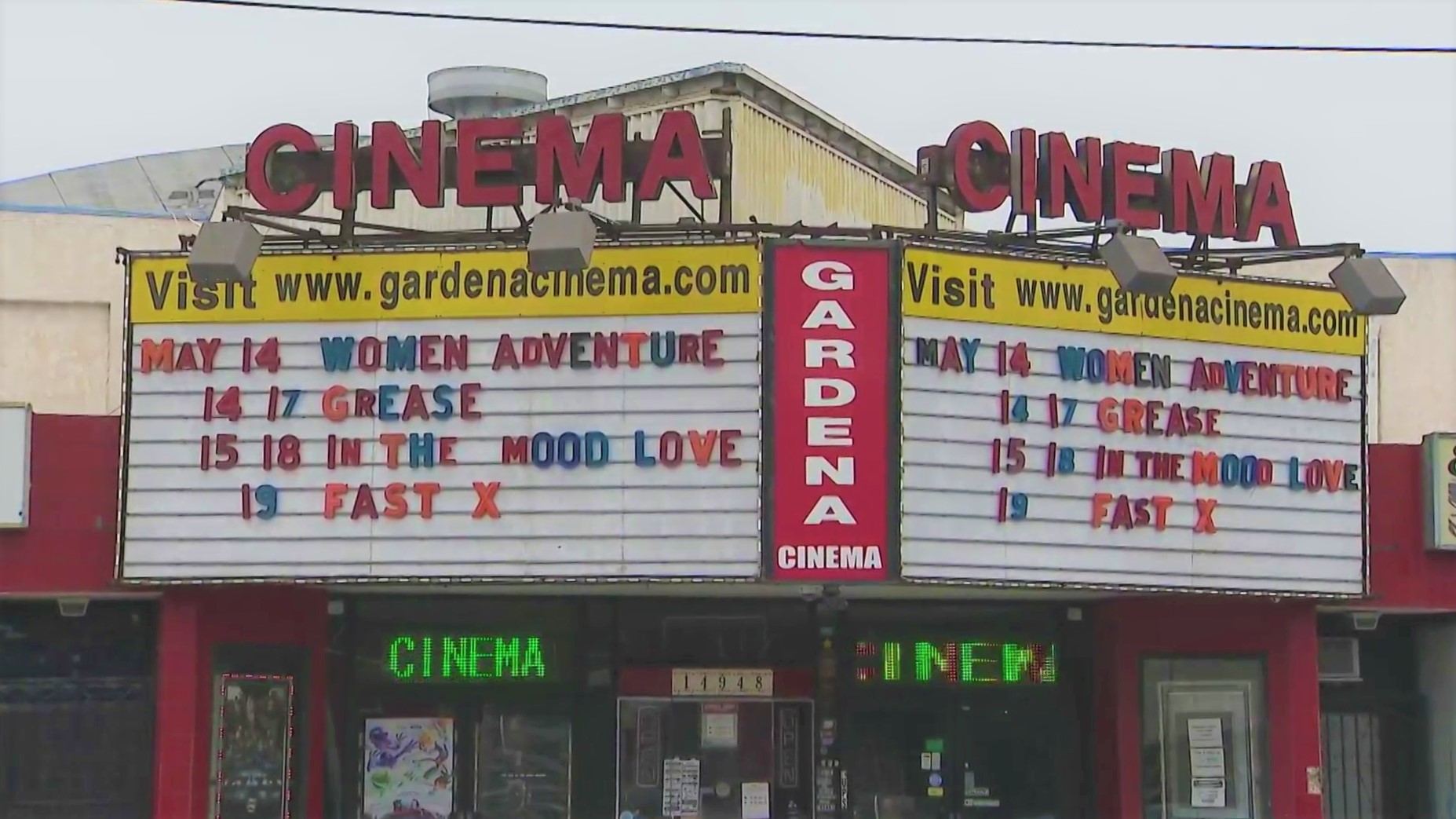 Community members rally to save Gardena Cinema, a local landmark and one of the last vintage theaters left in Los Angeles. (KTLA)