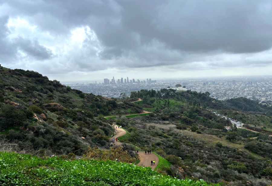 The skyline of Los Angeles is seen past Griffith Observatory in Los Angeles on Dec. 29, 2022. (Stefani Reynolds/ AFP via Getty Images)