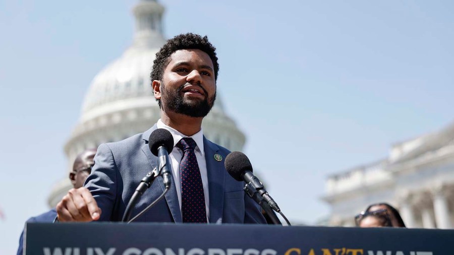 U.S. Rep. Maxwell Frost (D-Fla.) speaks at a press conference on gun safety legislation outside the U.S. Capitol on May 18, 2023, in Washington, D.C. (Anna Moneymaker/Getty Images)