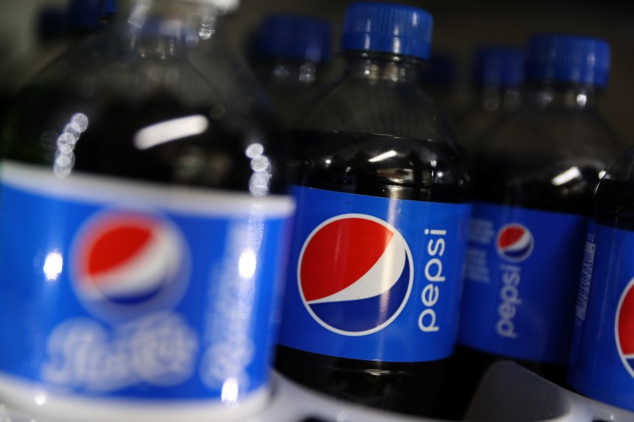 Bottles of Pepsi are displayed on a shelf at a California convenience store in 2018. (Justin Sullivan/Getty Images)