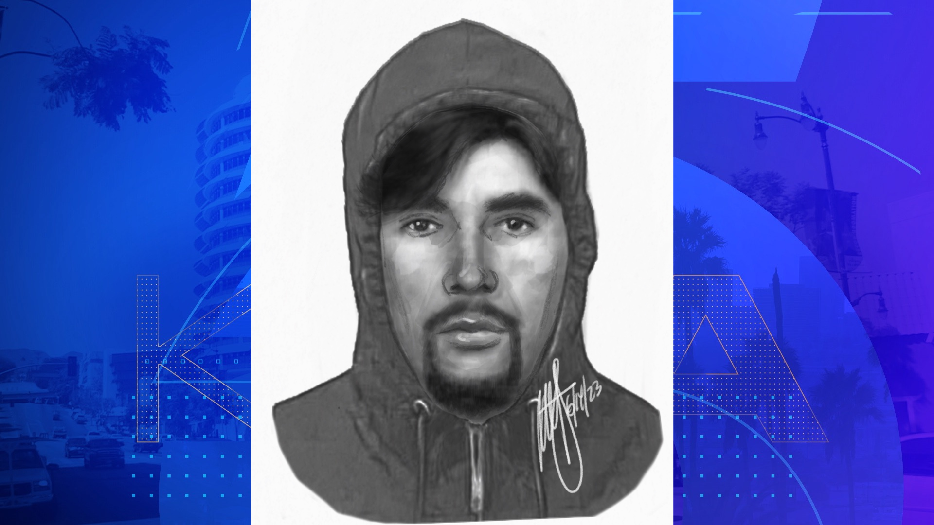 Sketch of the suspect wanted for sexually assaulting a woman on a Riverside hiking trail. (Riverside Police)