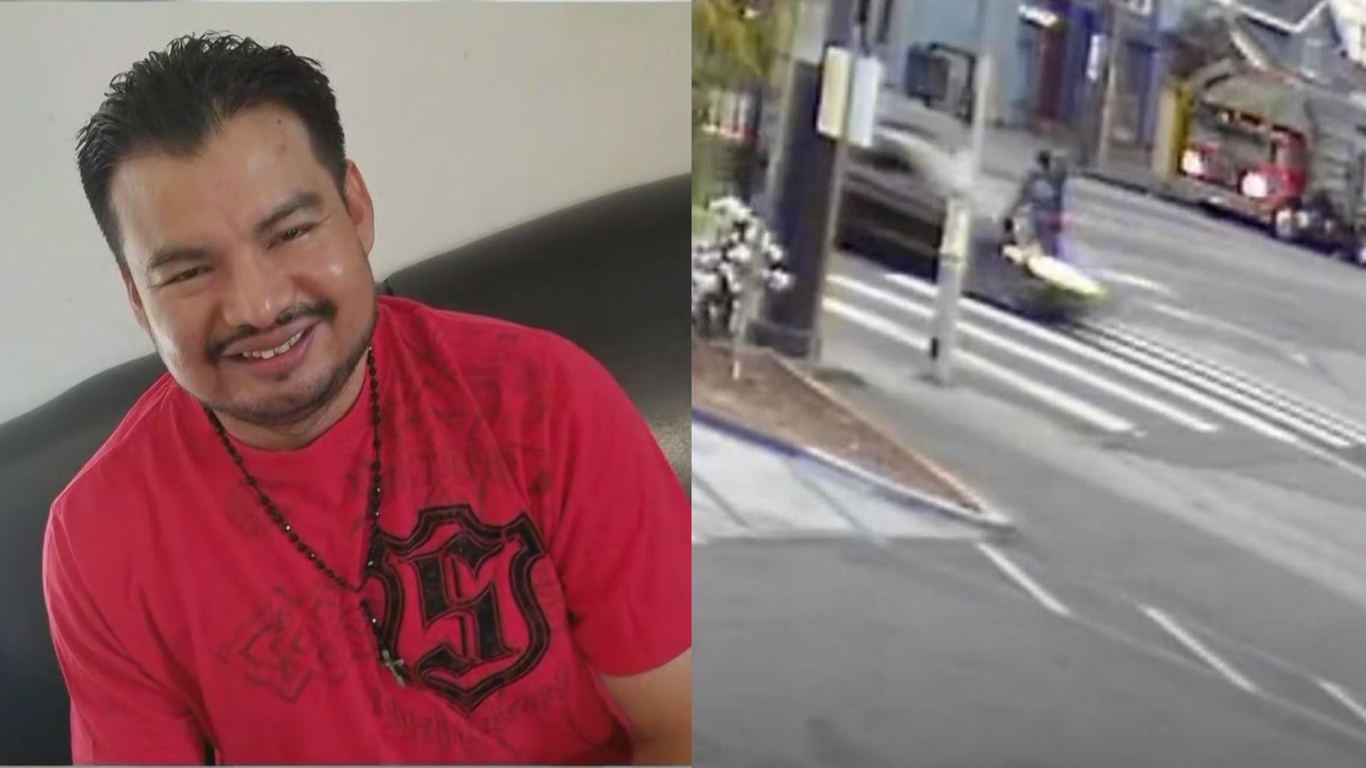 Security video of the moment Silvino Gomez was struck by a speeding hit-and-run driver in South L.A. on June 10, 2023. (Los Angeles Police Department)