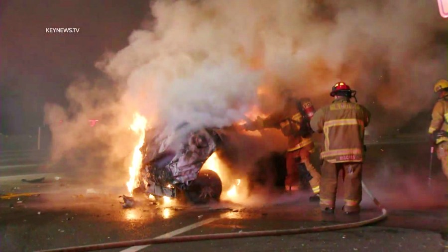 fiery crash 110 freeway