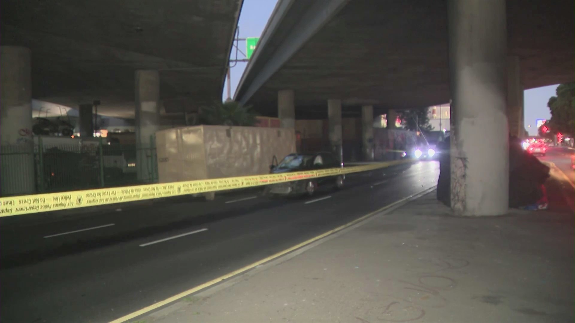 A crash in Pico Union has a child dead and another person hospitalized on June 3, 2023. (KTLA)