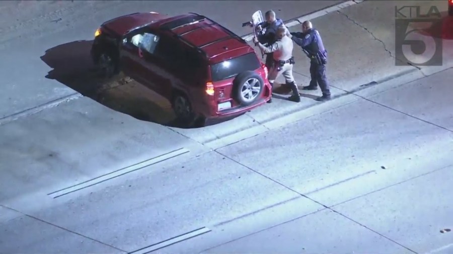 A woman was arrested following a multi-county pursuit on June 6, 2023. (KTLA)