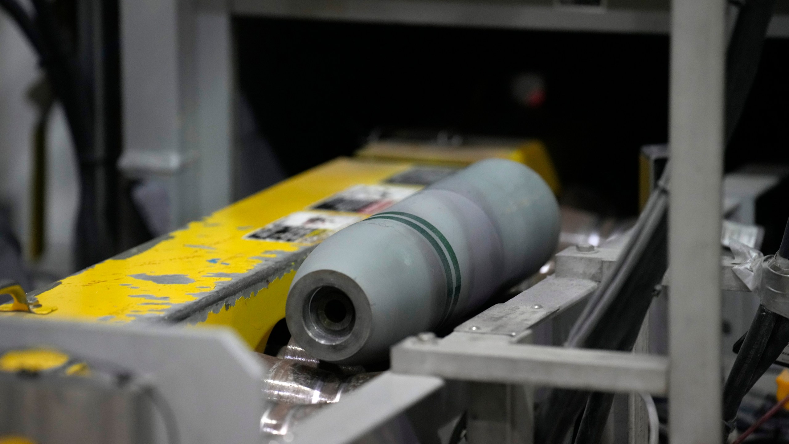 A canister that had contained mustard gas is recycled at the U.S. Army Pueblo Chemical Depot Thursday, June 8, 2023, in Pueblo, Colo. The Department of Defense and its systems contractor, the Bechtel Pueblo Team, have more than 1,500 employees working on the project to disarm the more than 780,078 munitions containing mustard gas that have been on the site for more than eight decades. (AP Photo/David Zalubowski)