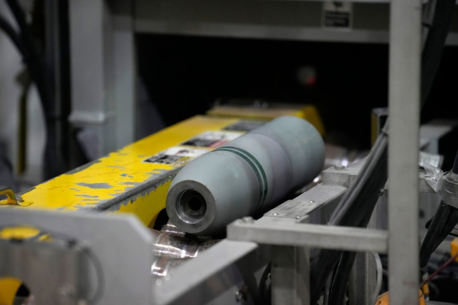 A canister that had contained mustard gas is recycled at the U.S. Army Pueblo Chemical Depot Thursday, June 8, 2023, in Pueblo, Colo. The Department of Defense and its systems contractor, the Bechtel Pueblo Team, have more than 1,500 employees working on the project to disarm the more than 780,078 munitions containing mustard gas that have been on the site for more than eight decades. (AP Photo/David Zalubowski)