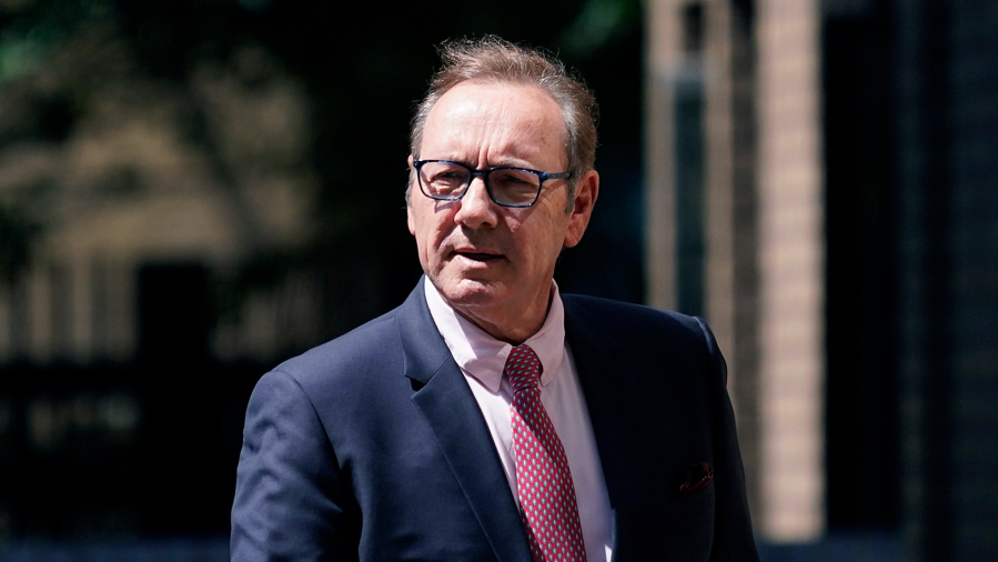 Actor Kevin Spacey walks outside Southwark Crown Court in London on July 26, 2023.