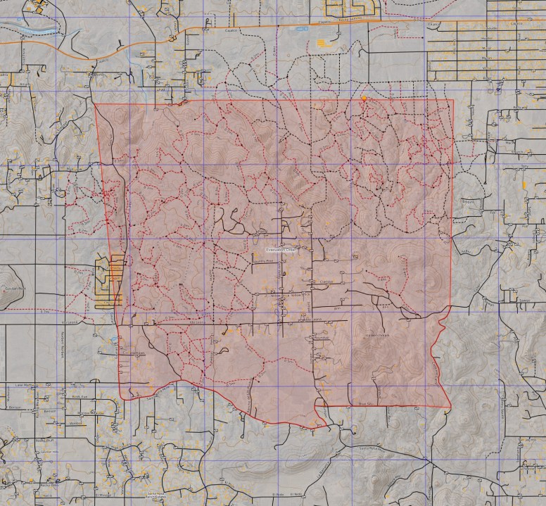 Evacuation order map area for the Gavilan Fire. 
(CAL FIRE/Riverside County Fire Department)