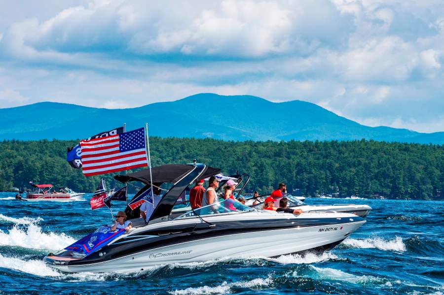 Boaters on a lake