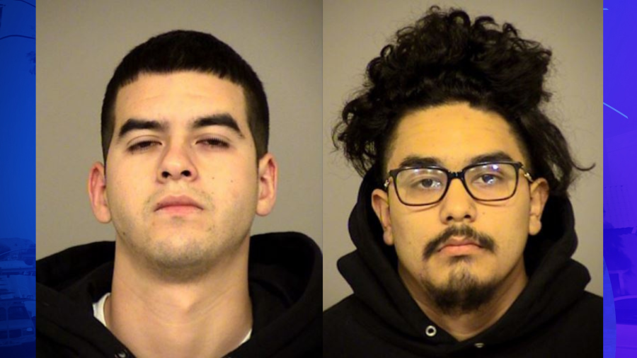 Joel Randy Montijo and Joseph Martinez in booking photos from the Ventura County District Attorney’s Office.