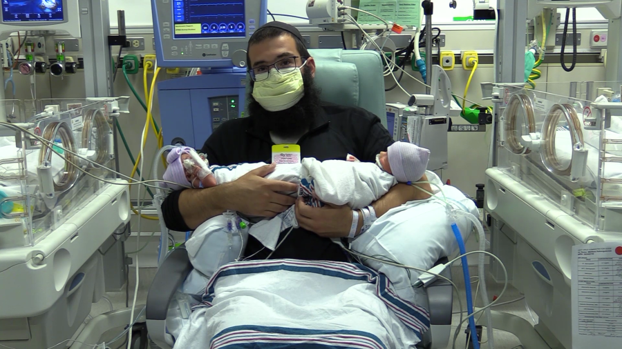 Sara Kahengutovich and her partner, Rabbi Yisrael Gutovich, welcomed quadruplets at Cedars-Sinai in Los Angeles on July 4, 2023. (Cedars-Sinai Medical Center)