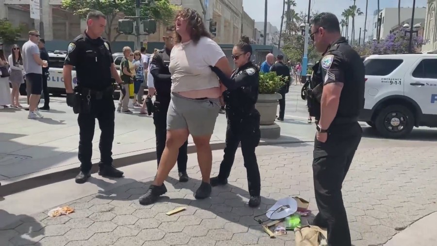 A homeless man was captured on video attacking a Santa Monica city councilman at Third Street Promenade on July 16, 2023.