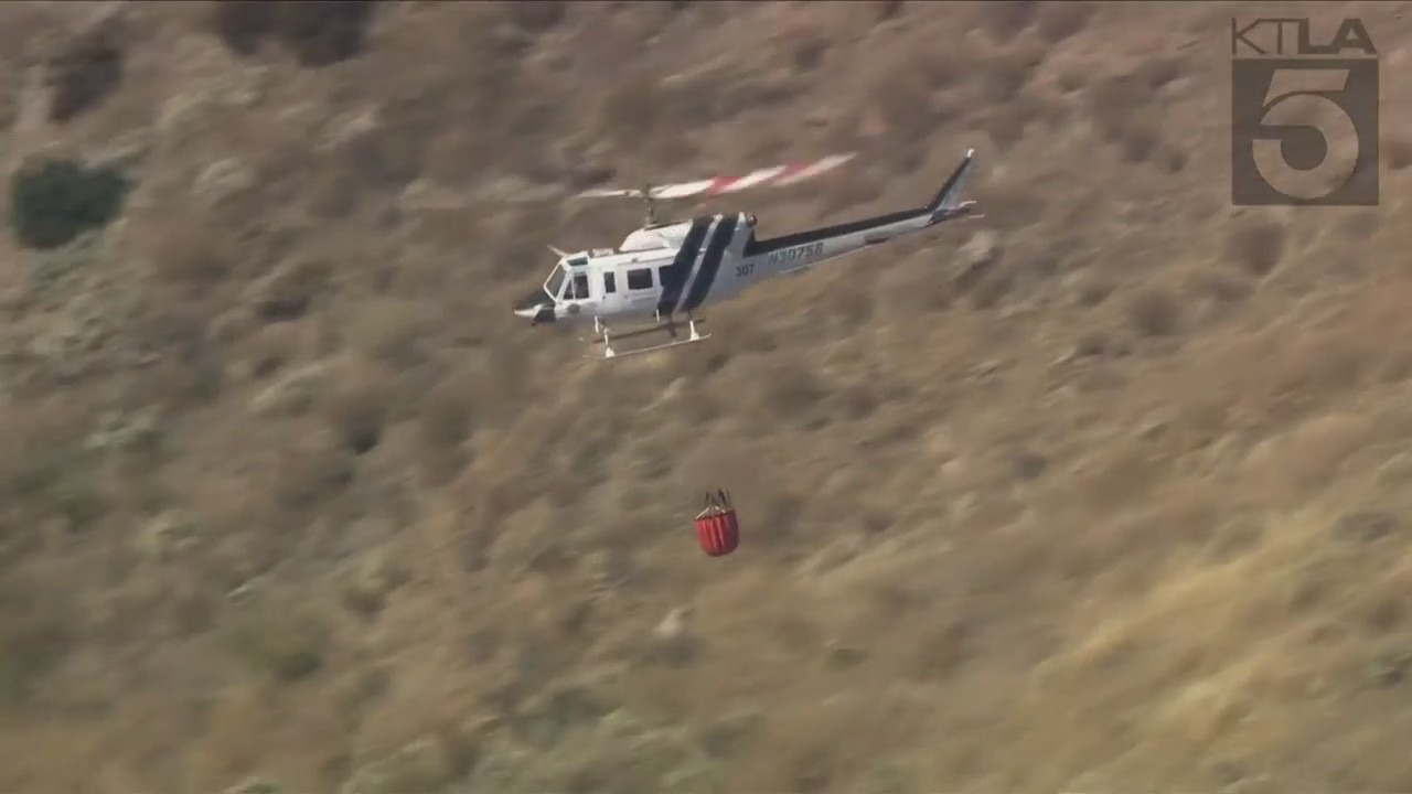 The fast-moving “Oak Fire” erupted in Jurupa Valley in Riverside County on July 19, 2023. (KTLA)