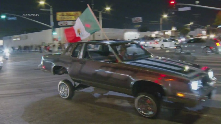 Fans celebrate Mexico's Gold Cup win in Pacoima.