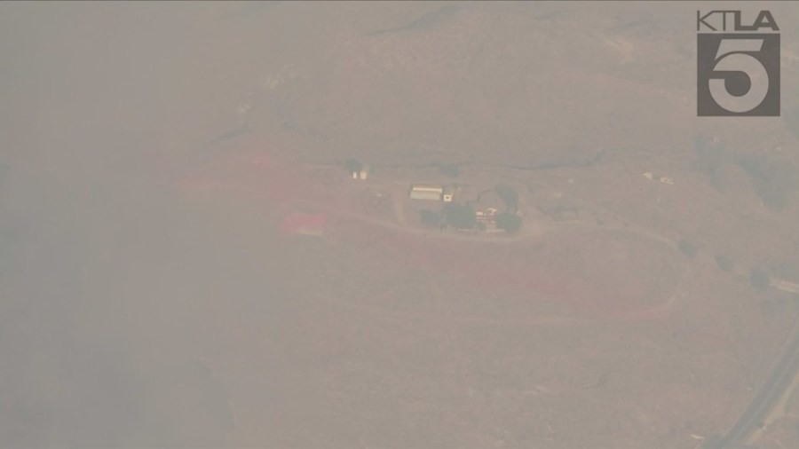 Firefighters are responding to a wildfire that erupted in Moreno Valley on July 14, 2023. (KTLA)