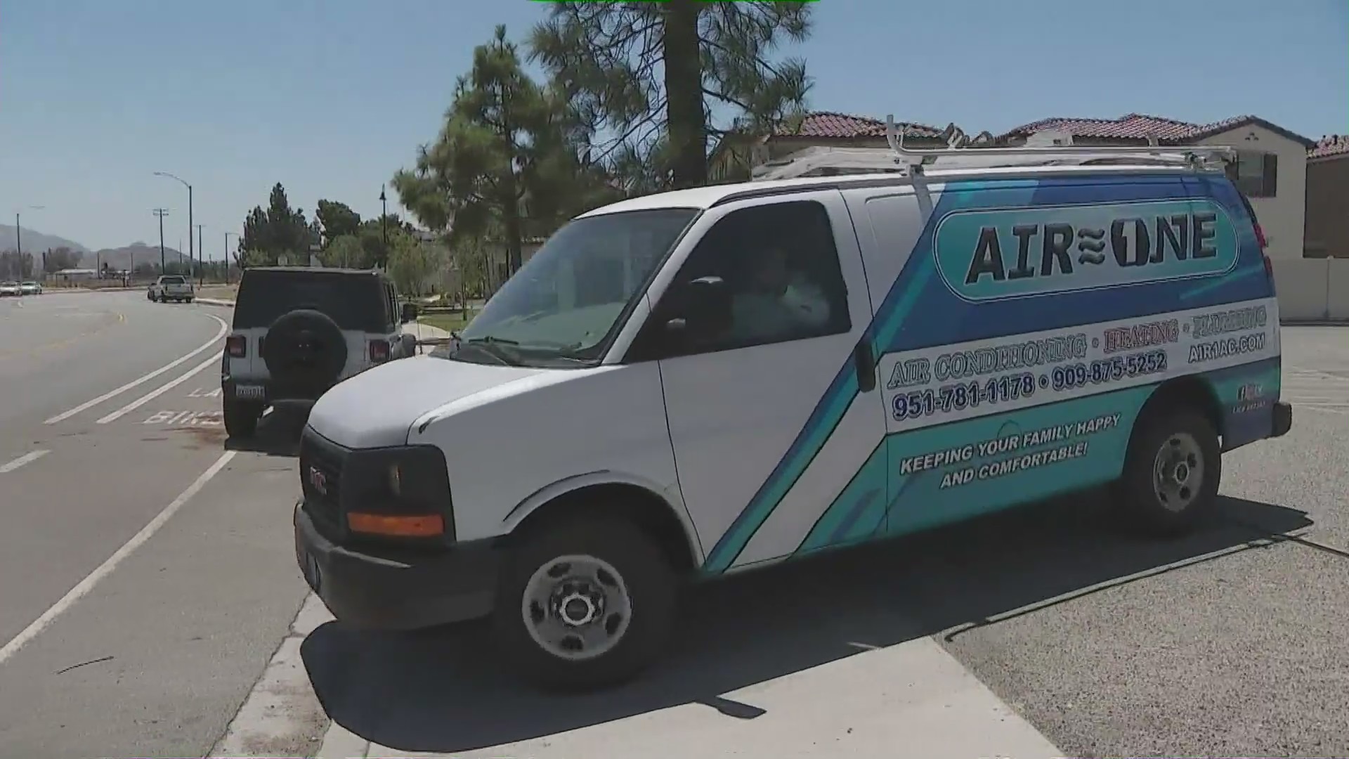 A van from Air One Air Conditioning, Heating & Plumbing, a small business in Colton.