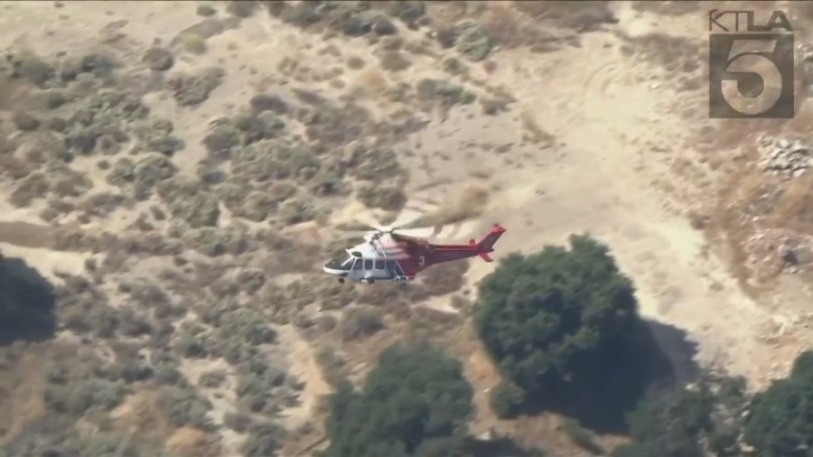 The Victor Fire broke out in Sylmar near the Newhall Pass area on July 25, 2023. (KTLA)