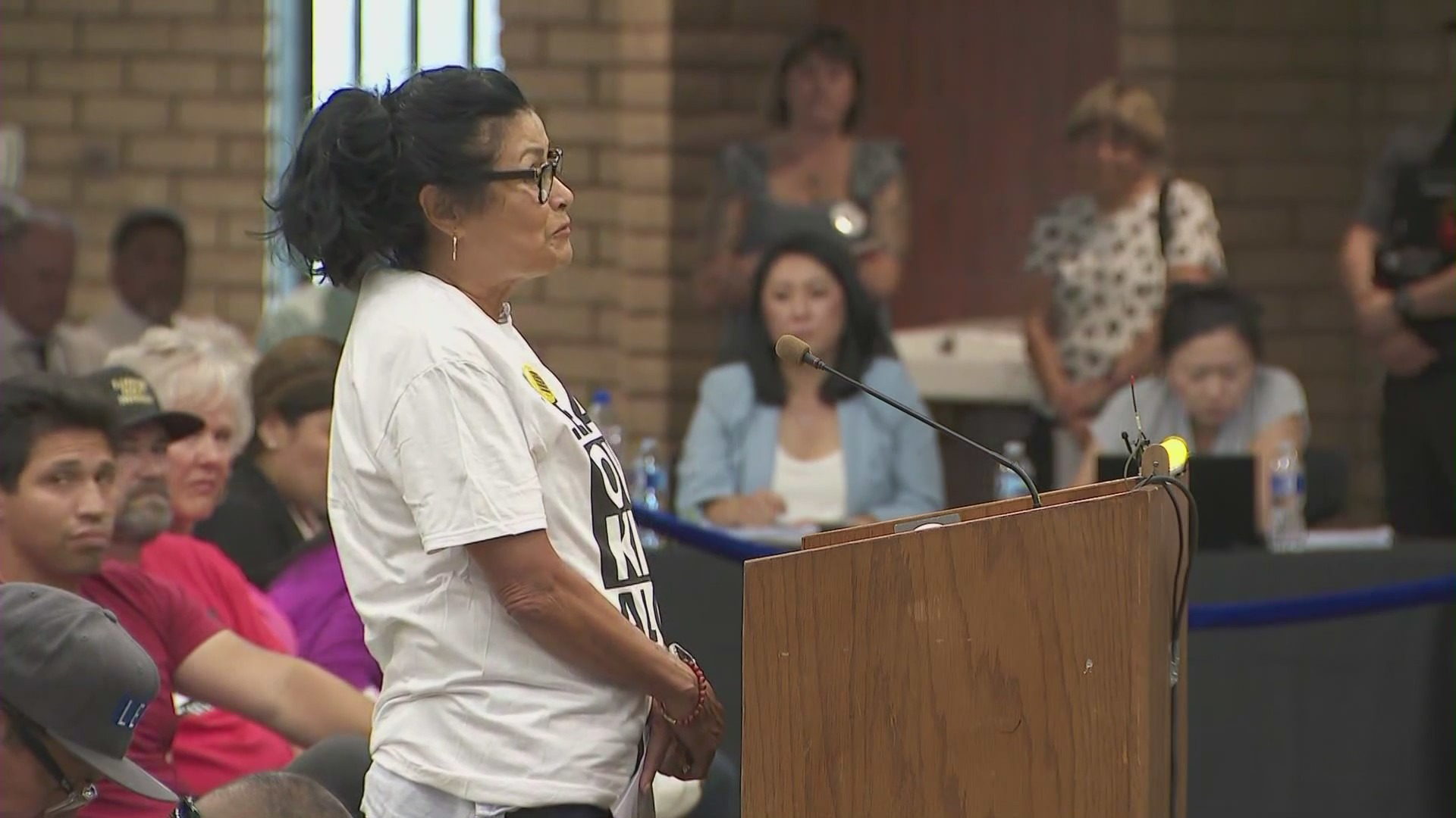 Hundreds attended a heated Chino Valley school board meeting as a controversial policy requiring parental notification of any transgender children passed with a 4-1 vote on July 20, 2023. (KTLA)